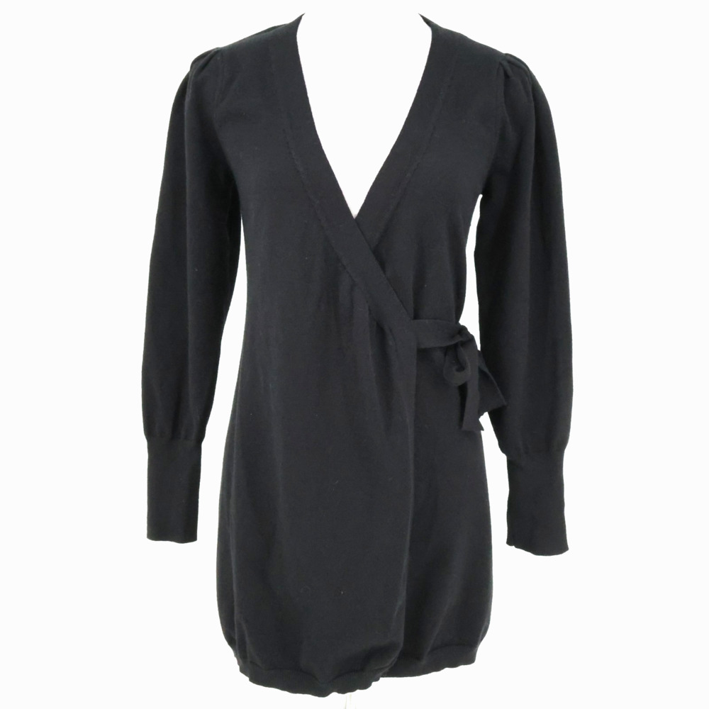 Lulus Sweater Womens Medium Black Long Wrap Cardigan Knit Preppy Academia